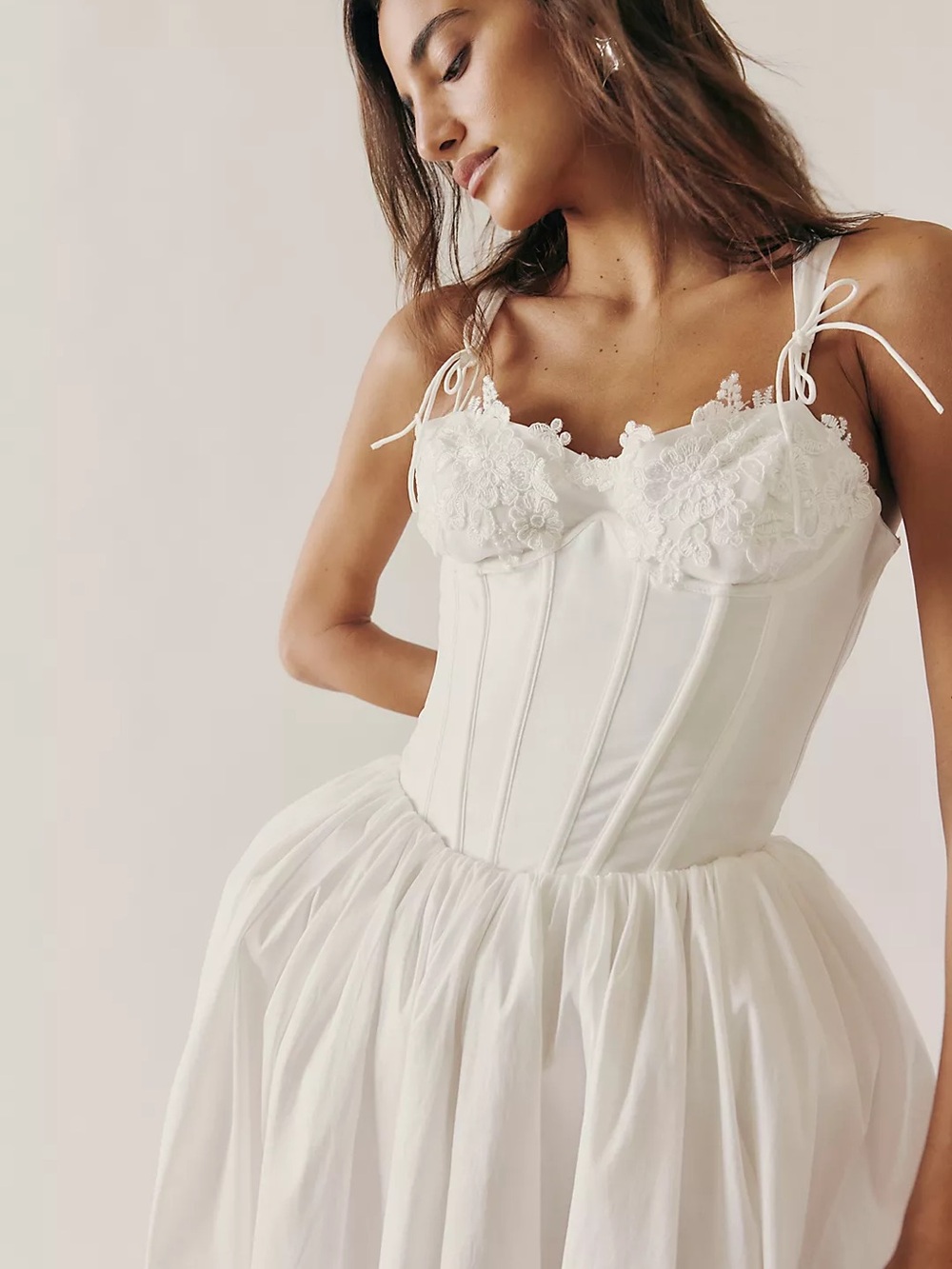 $589 NWT For Love And Lemons “Antoinette” Taffeta Midi Dress in White Sz 8 - Picture 3 of 12